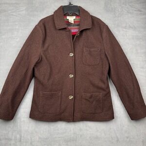 Talbots Petites Brown 100% Wool Striped Elbow Patch Blazer Jacket‎ Size S